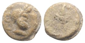 Roman PB Tessera, c. 1st century BC - 1st century AD (8mm, 1.26g). Bust of Serapis r., wearing modius. R/ Uncertain. Near VF