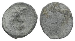 Roman PB Tessera, c. 1st century BC - 1st century AD (14mm, 1.95g). Radiate and draped bust of Sol r. R/ Blank. Near VF