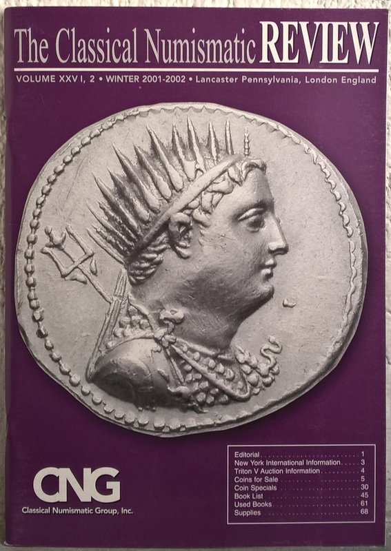 AA. VV. – The Classical Numismatic Review. London, 2002. Volume XXV I,2 – Winter...