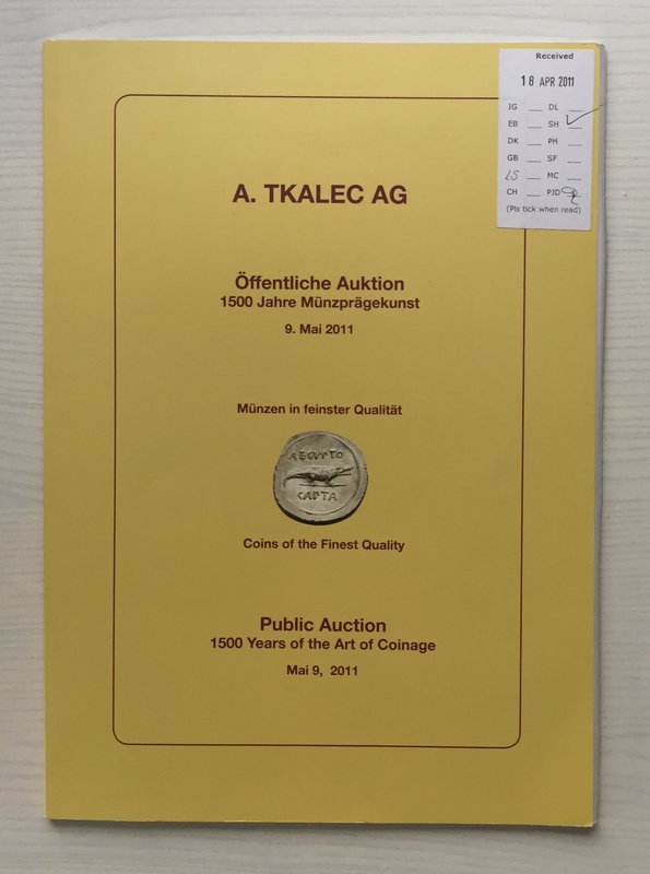 Tkalec Public Auction 2011. Zurich 09 May 2011. Brossura ed. lotti 296, ill. a c...