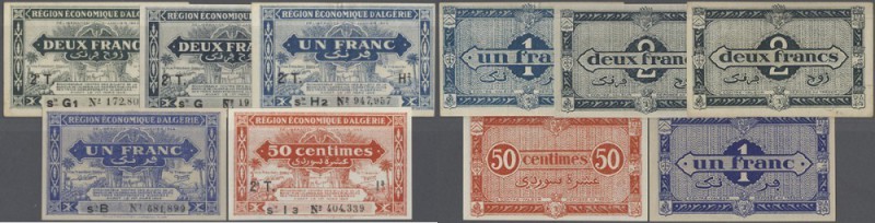 Algeria: set of 5 notes containing 1 Franc L.1944 P. 98a (UNC), 50 Centimes L.19...