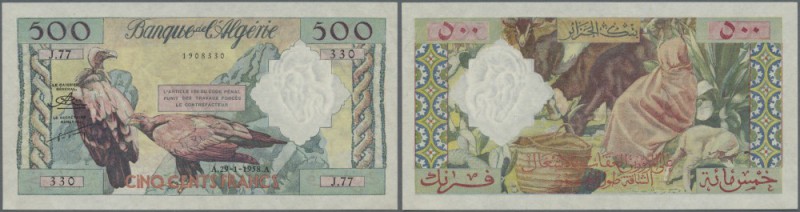 Algeria: 500 Francs 1958 P. 117, key note of this series in extraordinary condit...