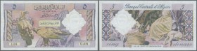 Algeria: 5 Dinars 1964 P. 122, pressed but without holes or tears, still crispness in paper and original colors, condition: VF (due to pressing), opti...