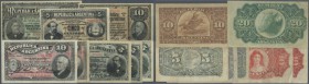 Argentina: set of 8 early dated banknotes containing 5 Centavos 1883 P. 5 (XF), 3x 5 Pesos 1891 P. 209 (1x XF, 1x VF-, 1x F-), 10 Pesos 1891 P. 210 (a...