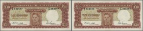Australia: set of 2 CONSECUTIVE 10 Pounds ND(1940-52) portrait KGV, signatures Armitage-McFarlane, great rarity as completly crisp and uncirculated pa...
