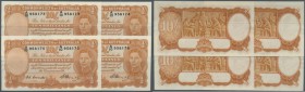 Australia: rare set of 4 CONSECUTIVE banknotes 10 Shillings 1949 portrait KGV, signed Coombs-Watt plus Coombs as Governor Commonwealth Bank, serial nu...
