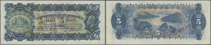 Australia: 5 Pounds 1932 KGV, Rennick 43, rare note signed Riddle-Sheehan, issue...