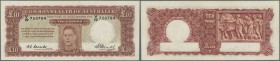 Australia: 10 Pounds 1949 KGV Rennick 60, signed Coombs-Watt, light center fold and another light vertical fold, pressed, no holes or tears, still cri...