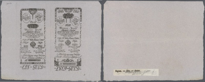 Austria: uncut sheet of 2 Formular notes 1 and 2 Gulden 1800 P. A29-A30 Formular...