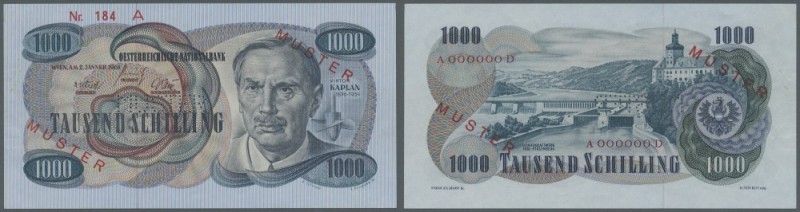 Austria: 1000 Schilling 1961 Specimen P. 141s. This banknote has no strong folds...