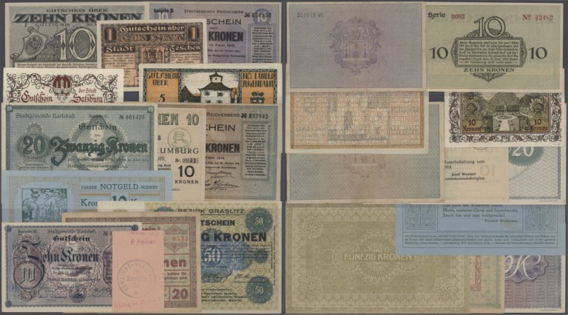 Austria: small lot with 55 pcs. Notgeld in ”Kronen” currency from Austria and fo...