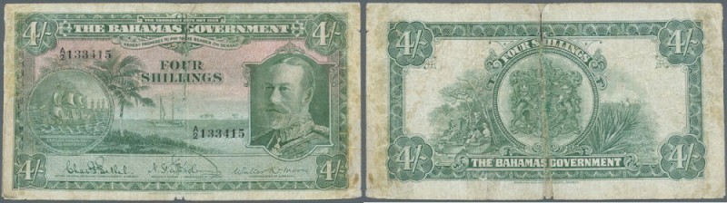 Bahamas: 4 Shillings ND(1930) P. 5, stronger used with lots of handling, borders...