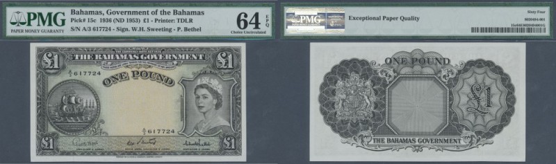 Bahamas: 1 Pound ND(1953) P. 15c, PMG graded 64 Choice UNC EPQ.