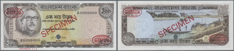 Bangladesh: 100 Taka ND (1972) Specimen P. 12as with red ”Specimen” overprint in...