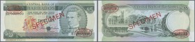 Barbados: 5 Dollars ND (1973) Specimen P. 31s with red ”Specimen” overprint in center on front and back, specimen number ”35” printed at lower border,...