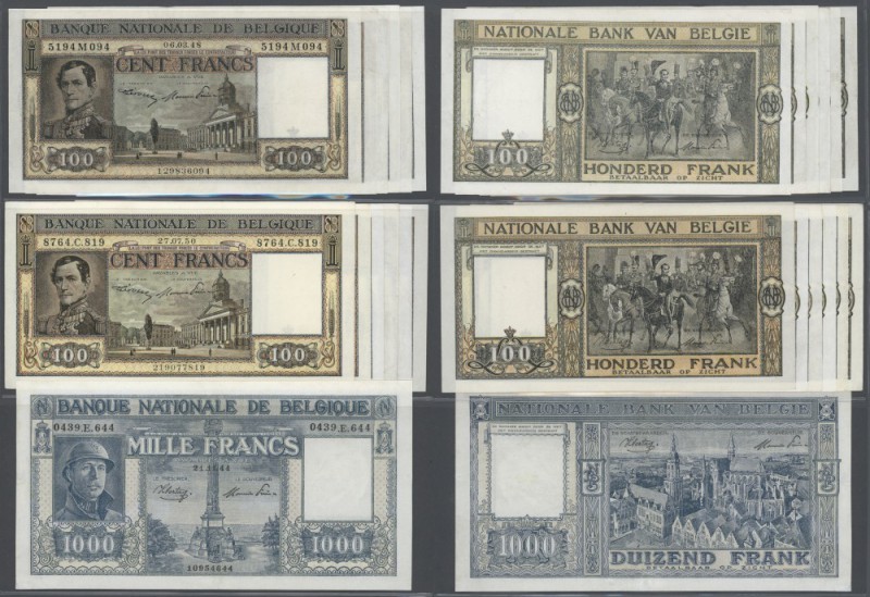 Belgium: set of 13 banknotes containing 1x 1000 Francs 1944 P. 128, no visible f...