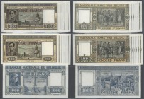 Belgium: set of 13 banknotes containing 1x 1000 Francs 1944 P. 128, no visible folds, only light handling in paper, probably pressed (condition VF), a...
