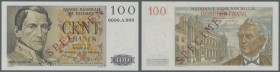 Belgium: 100 Francs ND (1952-59) Specimen P. 129s. This note is a rare Specimen type of P. 129 with zero serial number and red ”Specimen” overprint on...