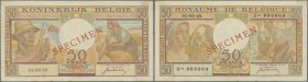 Belgium: 50 Francs 1980 P. 133as SPECIMEN, a rarely offered item in great crisp and colorful condition with no folds but 4 small pinholes at left as w...