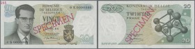 Belgium: 20 Francs 1968 Specimen P. 138s with zero serial numbers, Specimen overprint, one light dint in center, never folded, no holes, condition: aU...