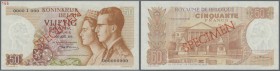 Belgium: 50 Francs 1966 Specimen P. 139s, with zero serial numbers and Specimen overprint, light handling at upper and lower border, never folded, two...