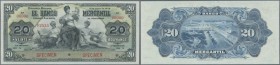 Bolivia: 20 Bolivianos 1906 Specimen P. S175s with two red ”Specimen” overprints at lower border, zero serial numbers and 3 cancellation holes. The no...