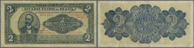 Brazil: 2 Mil Reis ND P. 16, light horizontal fold, light handling in paper which is still stong, stainings on back, nice colors, no holes or tears, c...