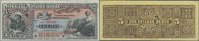 Brazil: 5000 Reis ND(1890-1925) SPECIMEN P. 18vs with red Speicmen overprint, zero serial numbers and two hole cancellation at lower border. The note ...