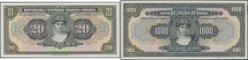 Brazil: set of 4 different proof and specimen notes containing 10 Mil Reis Proof without serial and signatures P. 103p uniface printed (aUNC), 20 Mil ...