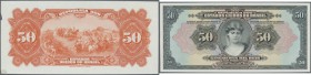 Brazil: 50 Mil Reis series 1926 front and backside proof, P.105p without date and signature, tiny tear at lower left corner and left border on the bac...