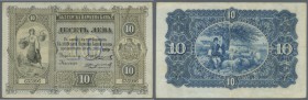 Bulgaria: 10 Leva ND(1899) P. A7a, used with center fold, corner folds and light handling in paper, but still crispness in paper, no holes or tears, o...
