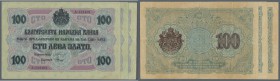 Bulgaria: set of 3 notes 100 Leva Zlato ND(1916) P. 20a,b, 2 of them with center fold and handling in paper, one without folds but light handling in p...
