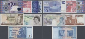 various countries: collectors book with about 100 world banknotes, with some better notes like 10 Gulden Netherlands 1968 and 1997, 25 Gulden, 10 Poun...