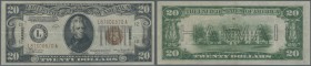 Hawaii: 20 Dollars, series 1934A, P.41 in very nice and attractive condition, just a few vertical and horzontal folds. Great collectible and rare bank...