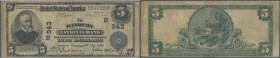 USA: 5 Dollars Danbury National Bank Conneticut series 1902, Charter # N943, Fr. 598-612 in well worn condition with a lot of stains on back, tiny hol...