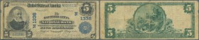 USA: 5 Dollars National Currency, series 1902, Hartford-Aetna National Bank Conneticut, Fr. 598-612 i well worn condition with a some folds, tiny at h...