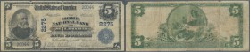 USA: 5 Dollars Home National Bank of Milford - Massachusetts, series 1902, Charter # 2275, Friedberg 598-612 in well worn condition with several folds...