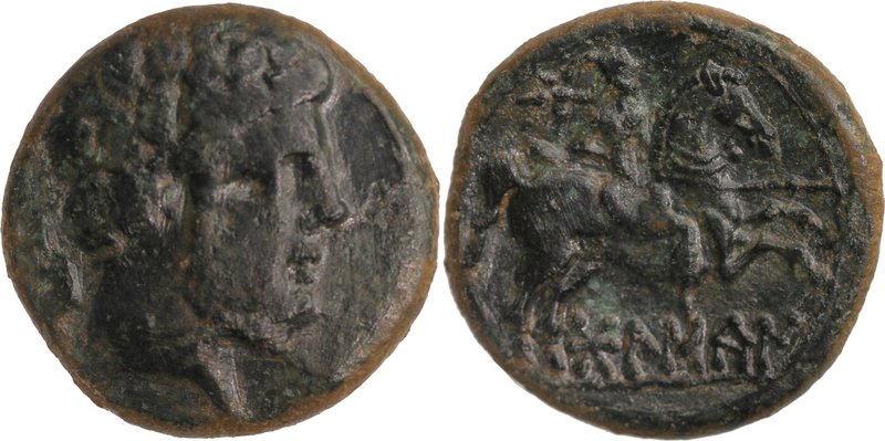 SPAIN, BOLSKANS (Osca), c. 150-100 BCE, AE unit (23mm, 7,61g, 7h). Bearded head ...