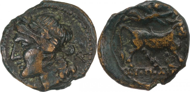 CAMPANIA, NEAPOLIS, c. 250-225 BC. AE (14mm, 1,24g, 2h). Laureate head of Apollo...