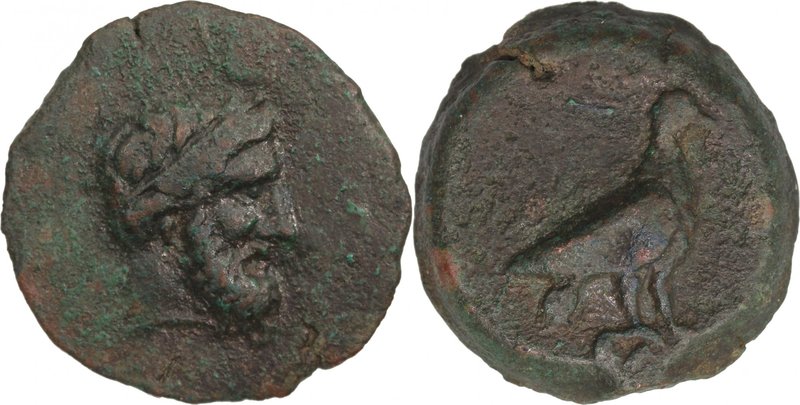 BRUTTIUM, LOKRI, c. 300-268 BC. AE (23mm, 10,31g, 9h). Head of Zeus right / Eagl...