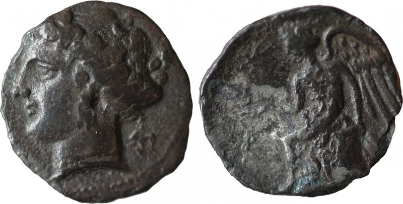 BRUTTIUM, TERINA, c. 300-275 BC. AR drachm (16mm, 1,76g, 9h). Female head left, ...
