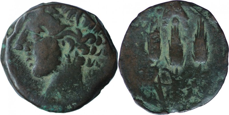 CARTHAGE, Sardinia mint, c. 241-238 BC. AE (20mm, 3,60g, 2h). Head of Tanit left...