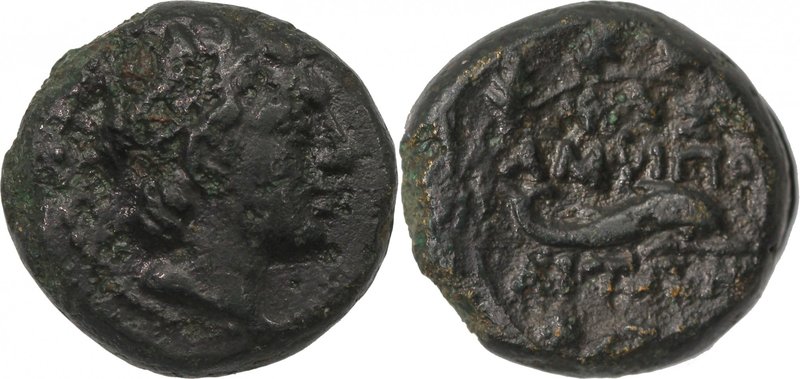 MACEDON, AMPHIPOLIS, after 148 BC. AE (17mm, 5,61g, 6h). Head of Strymon right, ...
