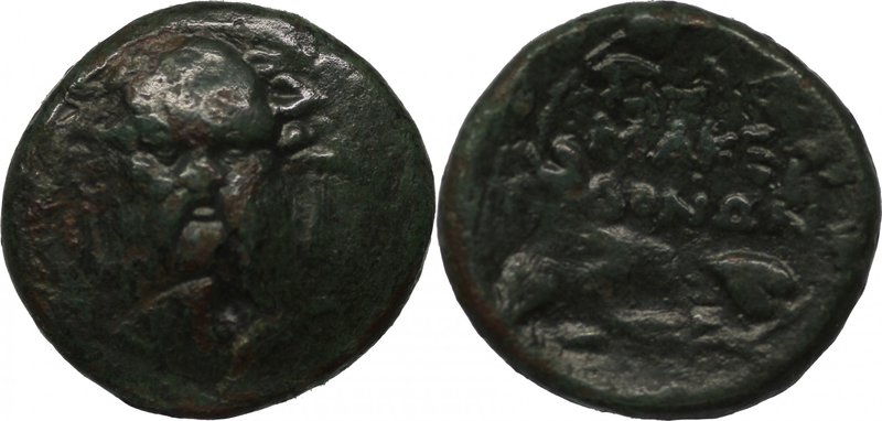 MACEDON, ROMAN PROTECTORATE, c. 167-165 BC. AE (24mm, 10,81g, 12h). Facing head ...