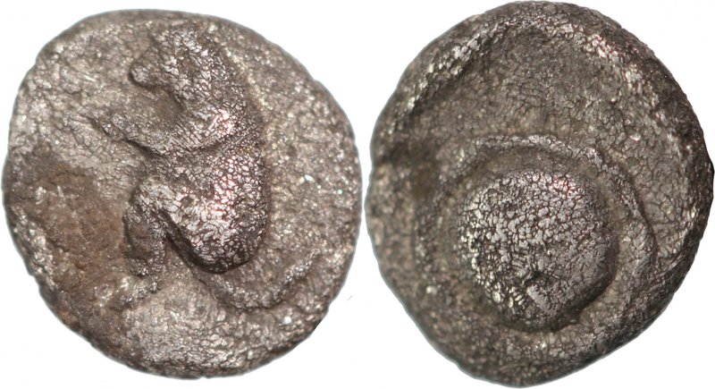 THRACO-MACEDONIAN REGION, uncertain mint. Mid 5th century BC. AR, tetartemorion ...