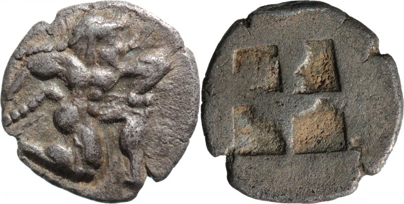 ISLANDS OFF THRACE, THASOS, c. 510-480 BC. AR, Hemihekte (11mm, 0,79g). Silenos ...