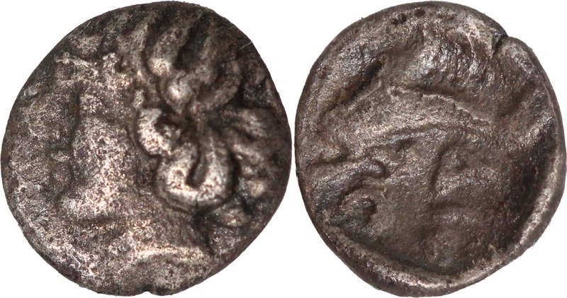 ISLANDS OFF THRACE, THASOS, c. 412-404 BC. AR, 8th of Hekte (7mm, 0,19g). Head o...