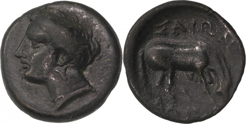 THESSALY, LARISSA, c. mid-fifth cent. BC. AE (17mm, 2,96g, 11h). Head of nymph L...