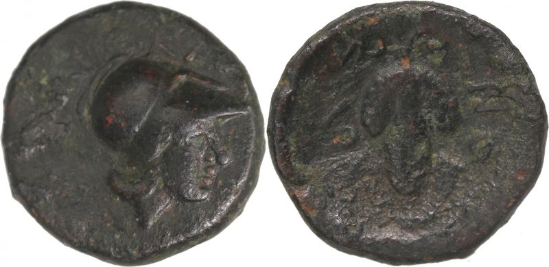 LOKRIS, LOKRIS OPUNTII, c. 330-300 BC. AE (14mm, 1,71g, 11h). Helmeted head of A...