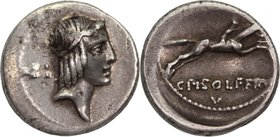 C. PISO L.F. FRUGI, 61 BC. AR, denarius